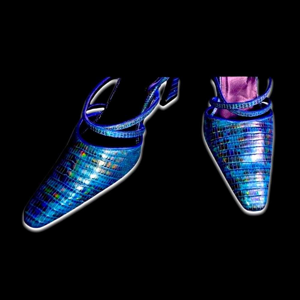 Fendi Python Design Leather Y2k Rainbow Blue Irid… - image 4